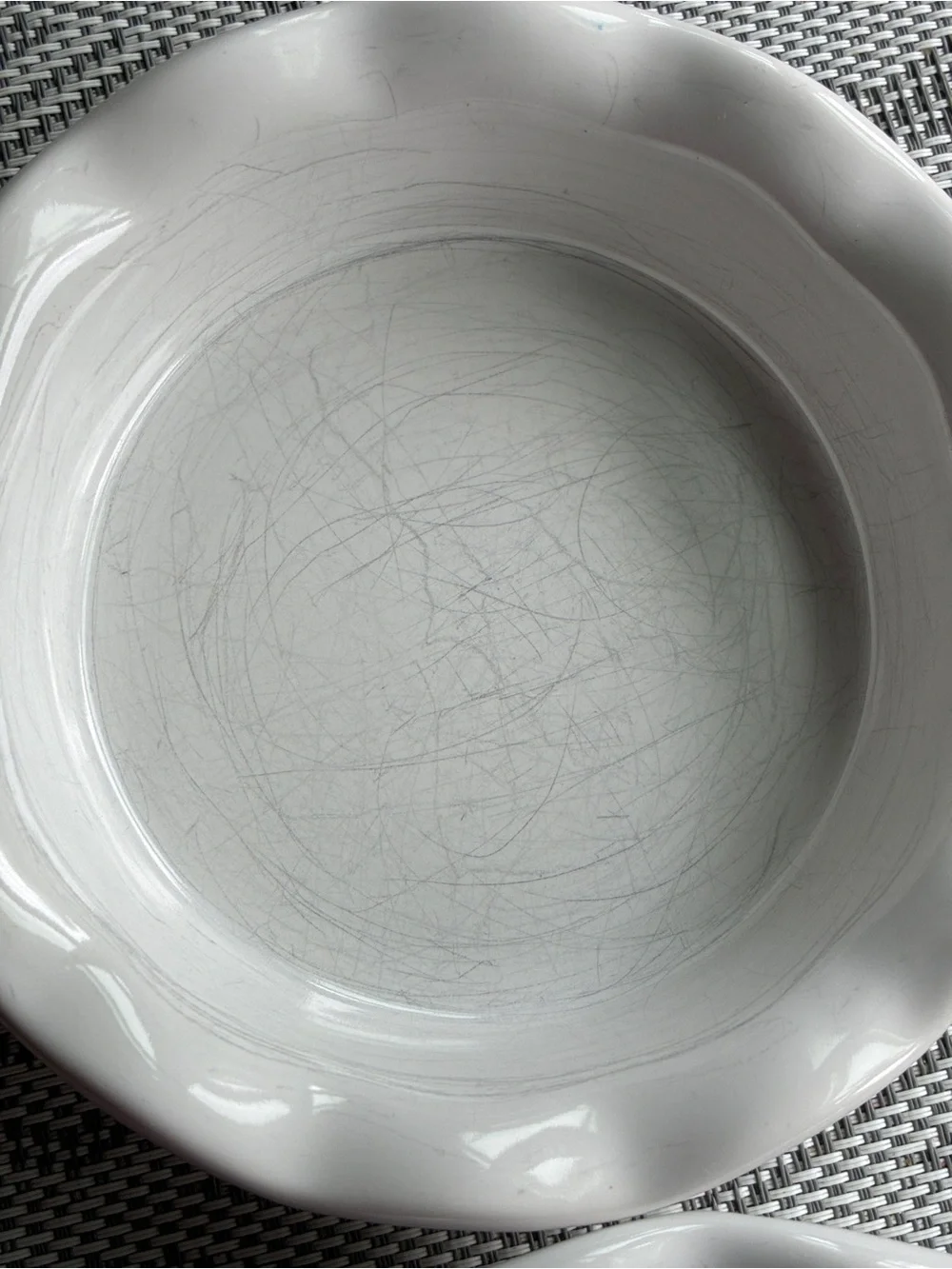 2 Corningware French White Scalloped Stoneware Ramekins - White